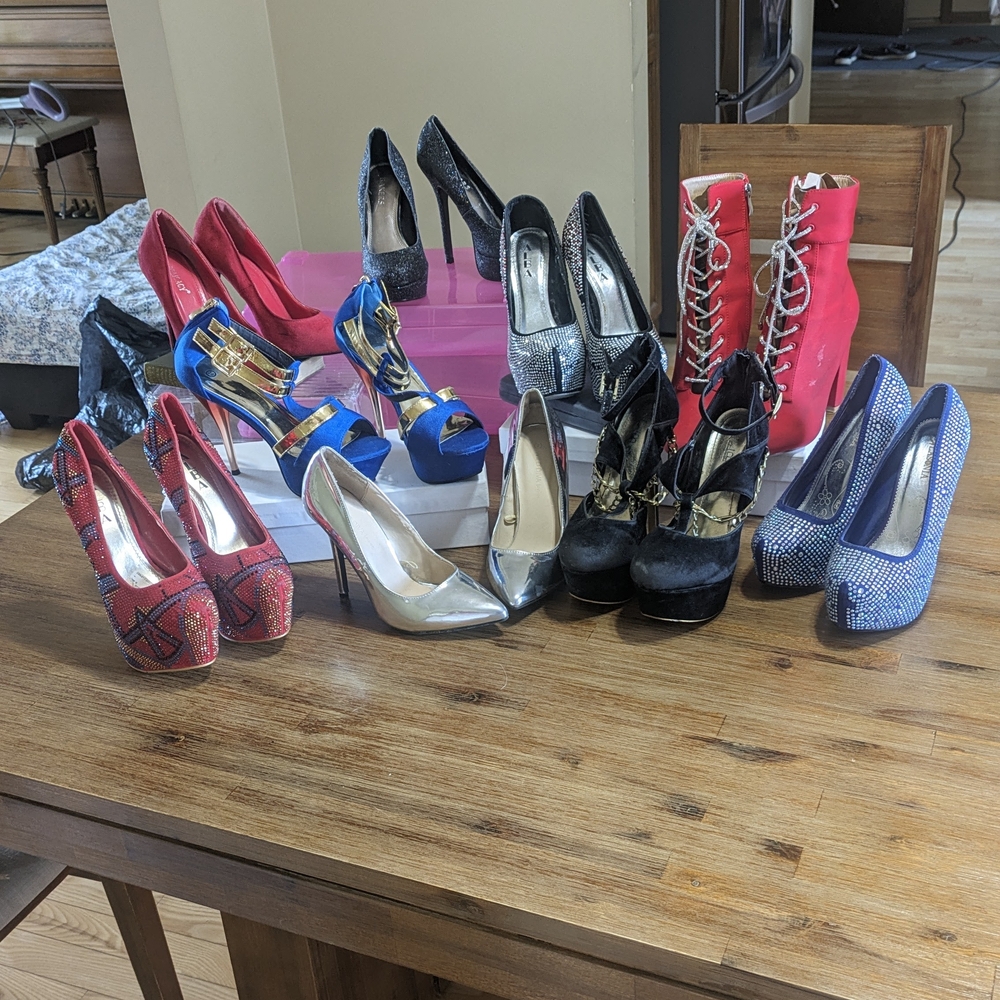 Sexy Glam Stripper Stiletto Pumps Heels Shoe Lot Women's Size 7 7.5 8 Alba Lot